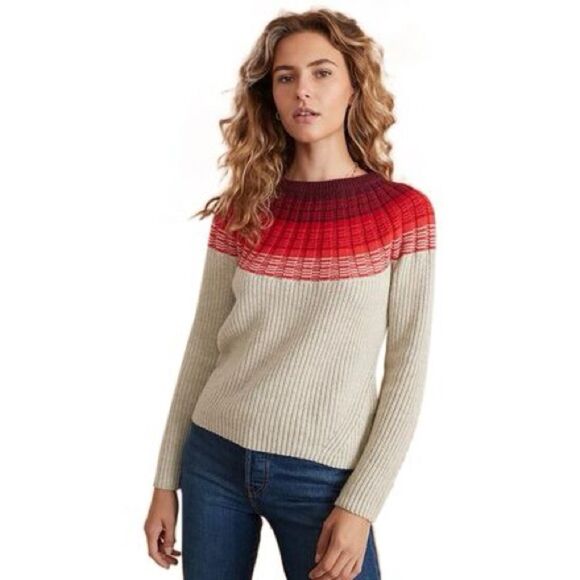 Marine Layer Demi Raglan Sweater Knit Pearl Heather Ombré Size Large - Picture 1 of 6